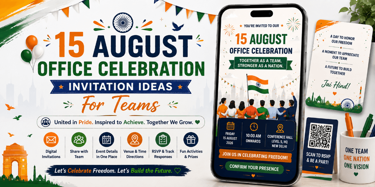 Professional digital 15 August office celebration invitation for employees