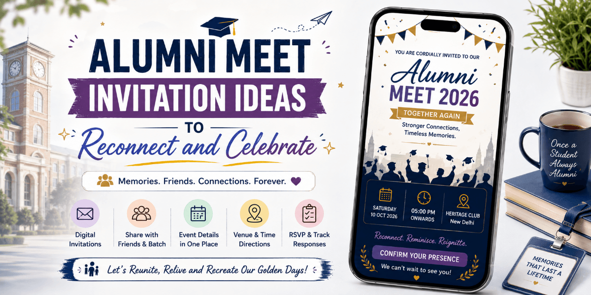 Elegant digital alumni meet invitation for a college or school reunion