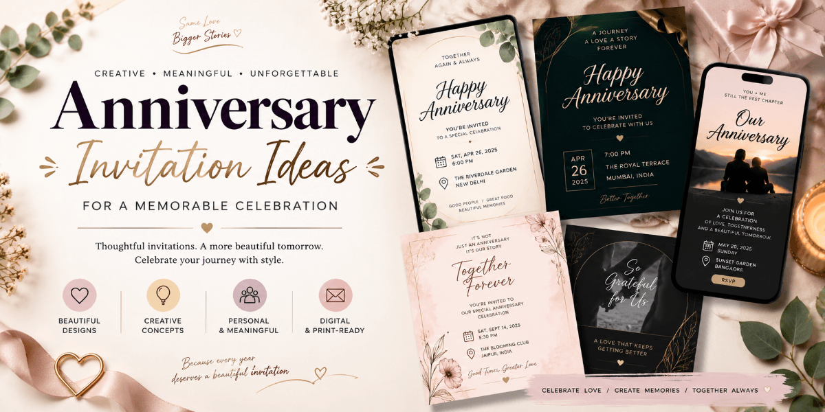 Elegant digital anniversary invitation displayed on a smartphone