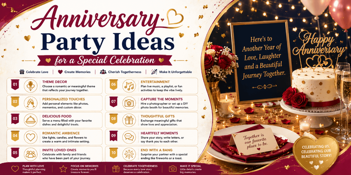 Couple celebrating a special anniversary party with family and friends