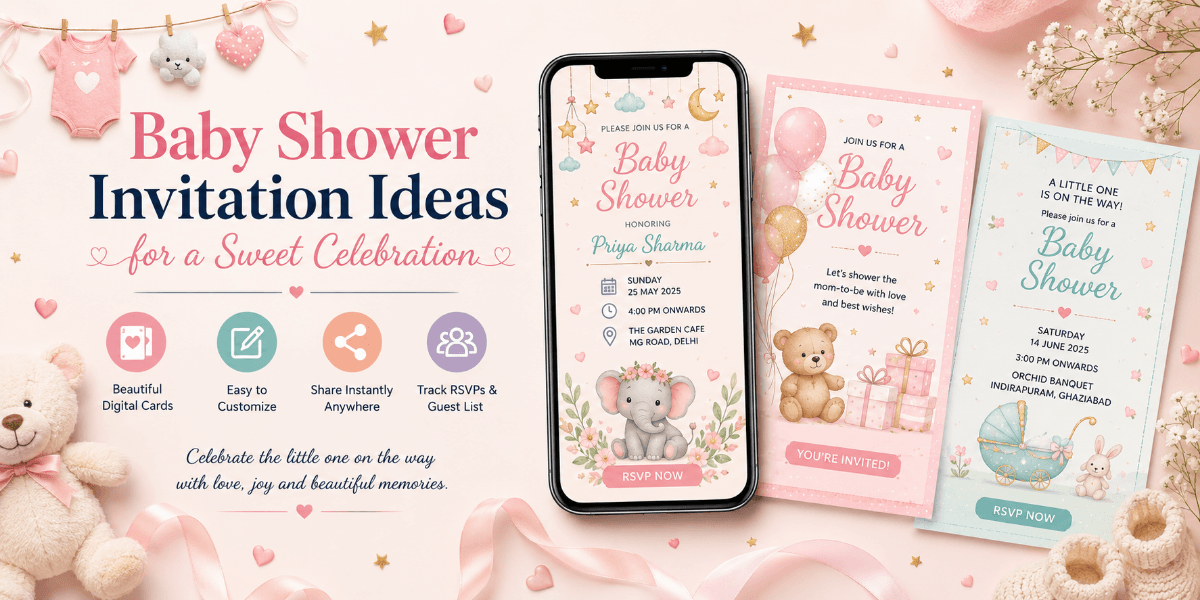 Cute digital baby shower invitation for a family celebration