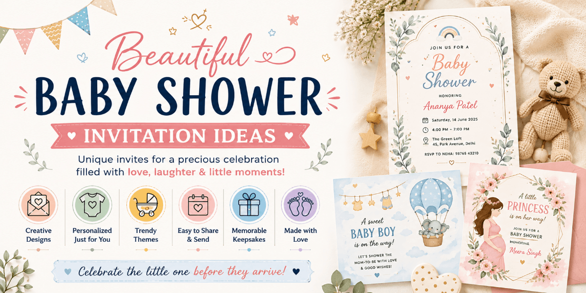 Elegant digital baby shower invitation displayed on a smartphone