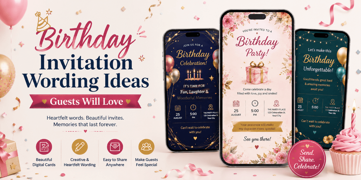 Creative digital birthday invitation with personalized celebration wording