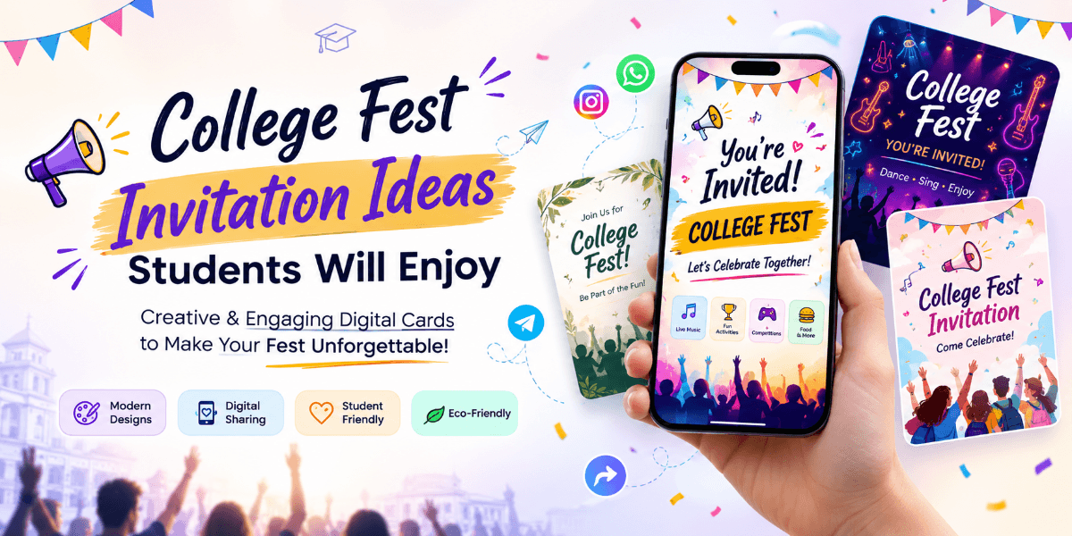 Energetic digital college fest invitation for students