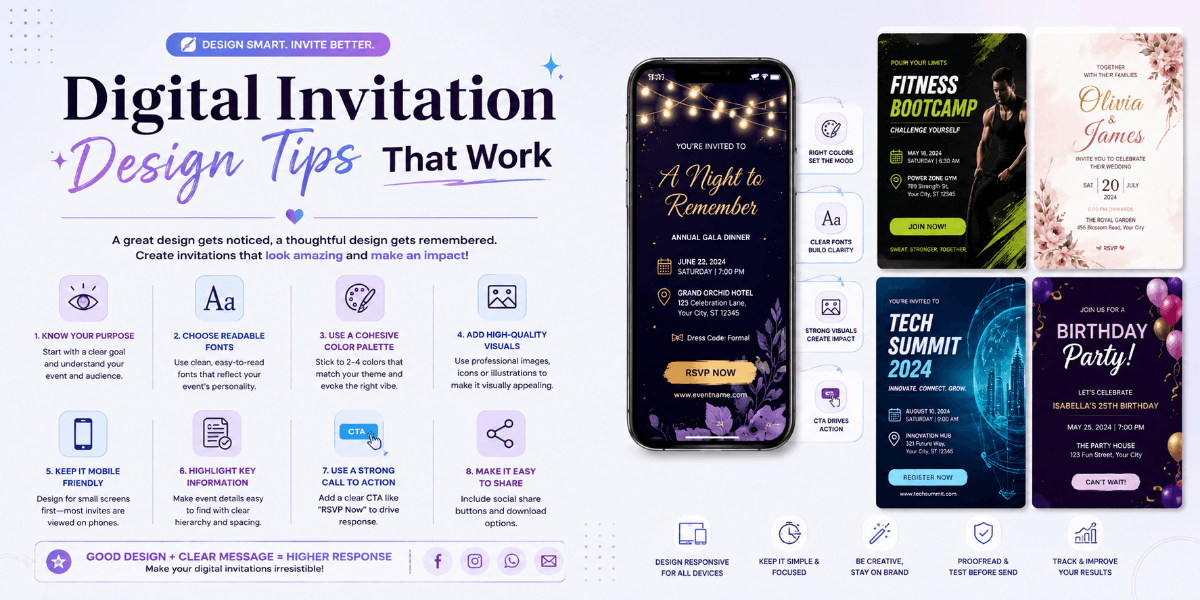 Modern digital invitation design displayed on a mobile phone