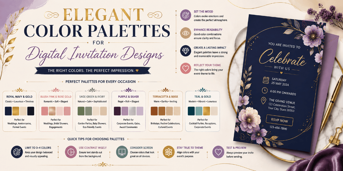 Elegant digital invitation design using a coordinated color palette
