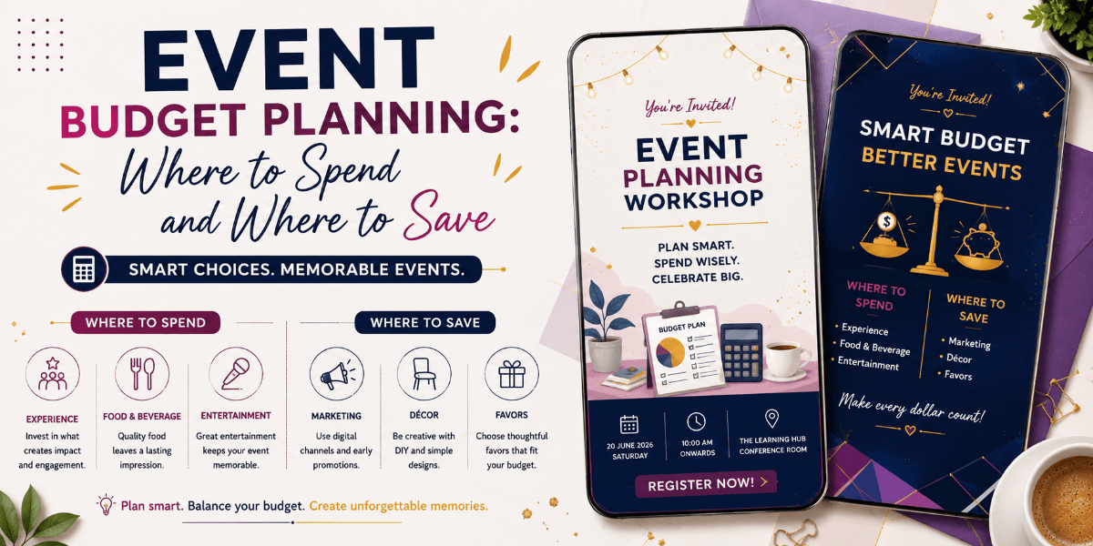 Event budget planning checklist showing major celebration expenses