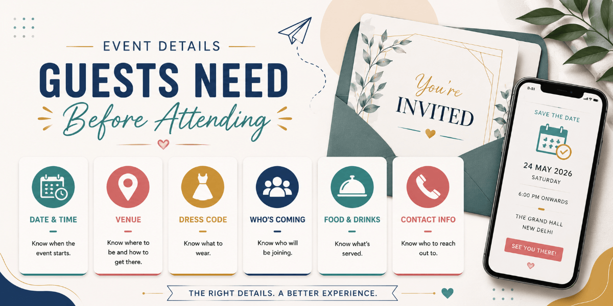 Digital event page showing important information guests need before attending