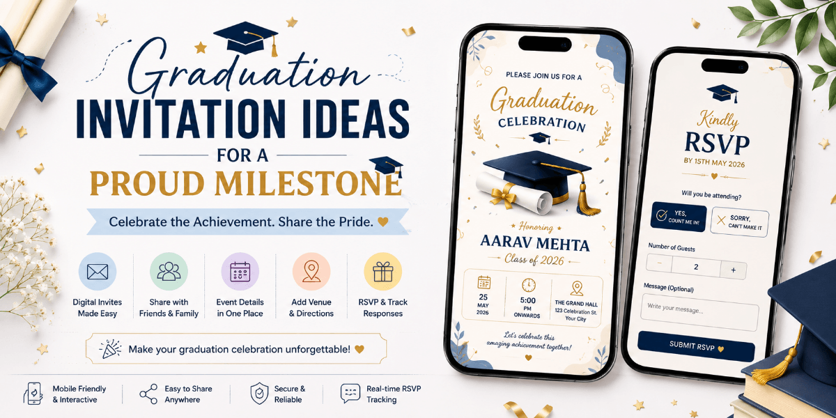 Modern digital graduation invitation celebrating an academic achievement