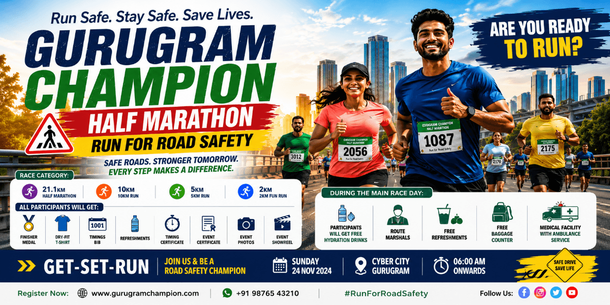 Runners participating in the Gurugram Champion Half Marathon 2026