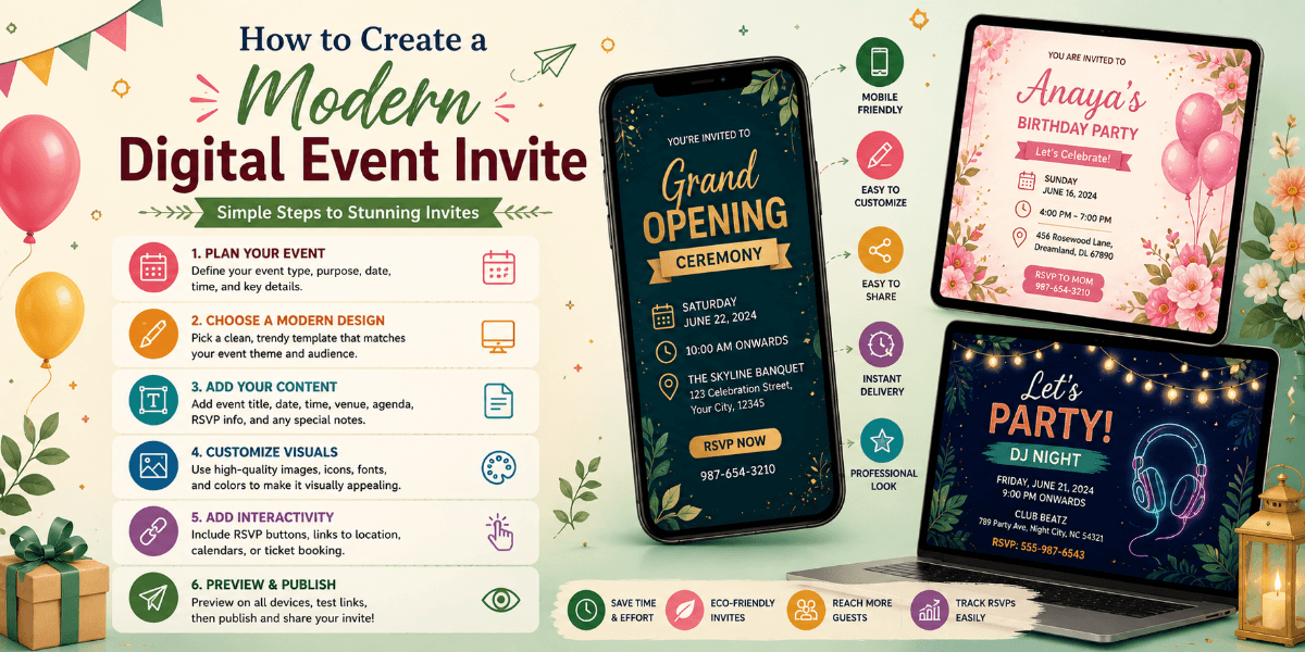 Modern digital event invitation with clean typography and elegant layout
