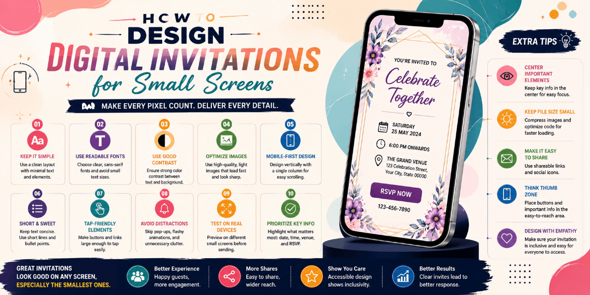Mobile-friendly digital invitation displayed clearly on a smartphone