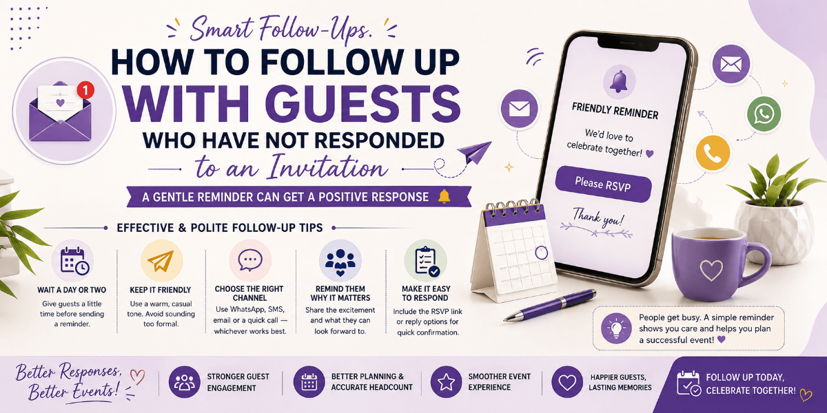 Digital RSVP reminder sent to guests who have not confirmed attendance