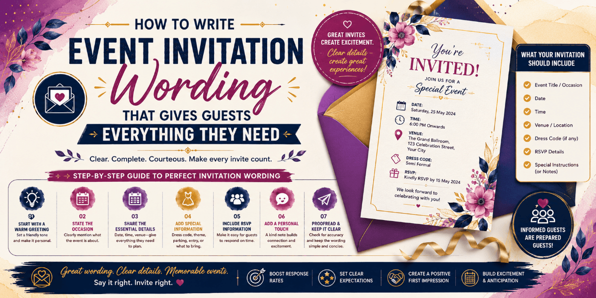 Digital event invitation showing clear and informative invitation wording