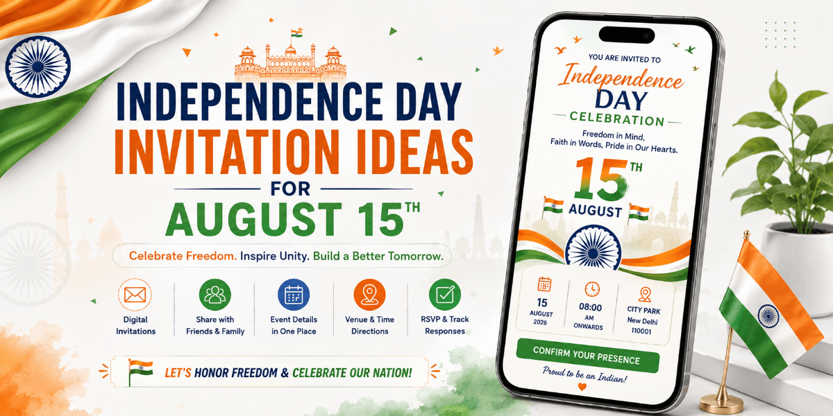 Digital Independence Day invitation for an August 15 celebration
