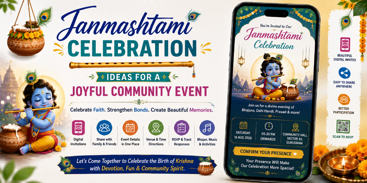 Community gathering prepared for a colorful Janmashtami celebration