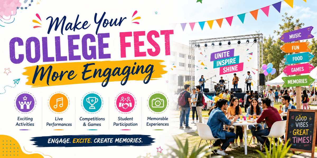 Students enjoying a colorful college festival event
