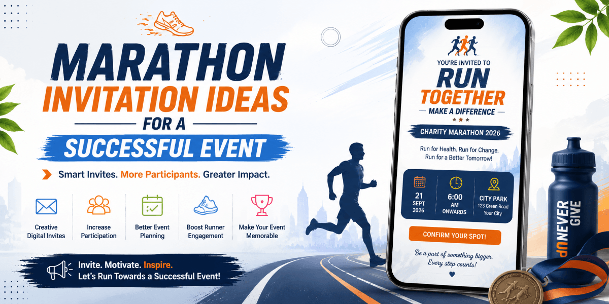 Digital marathon event invitation for runners and participants