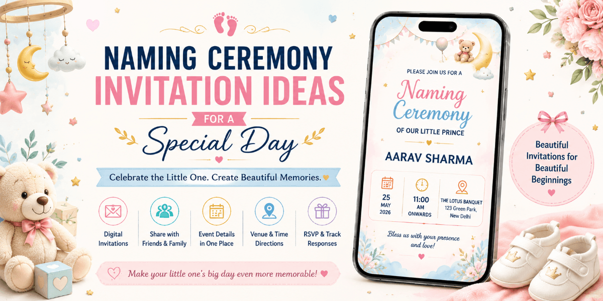 Elegant digital naming ceremony invitation for a baby celebration