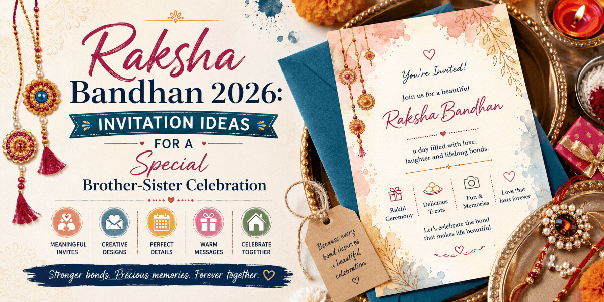 Beautiful Raksha Bandhan digital invitation celebrating the bond between brother and sister
