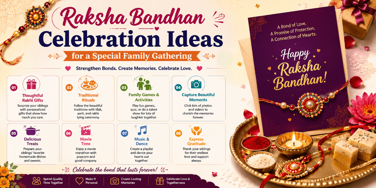 Brother and sister celebrating Raksha Bandhan together with family