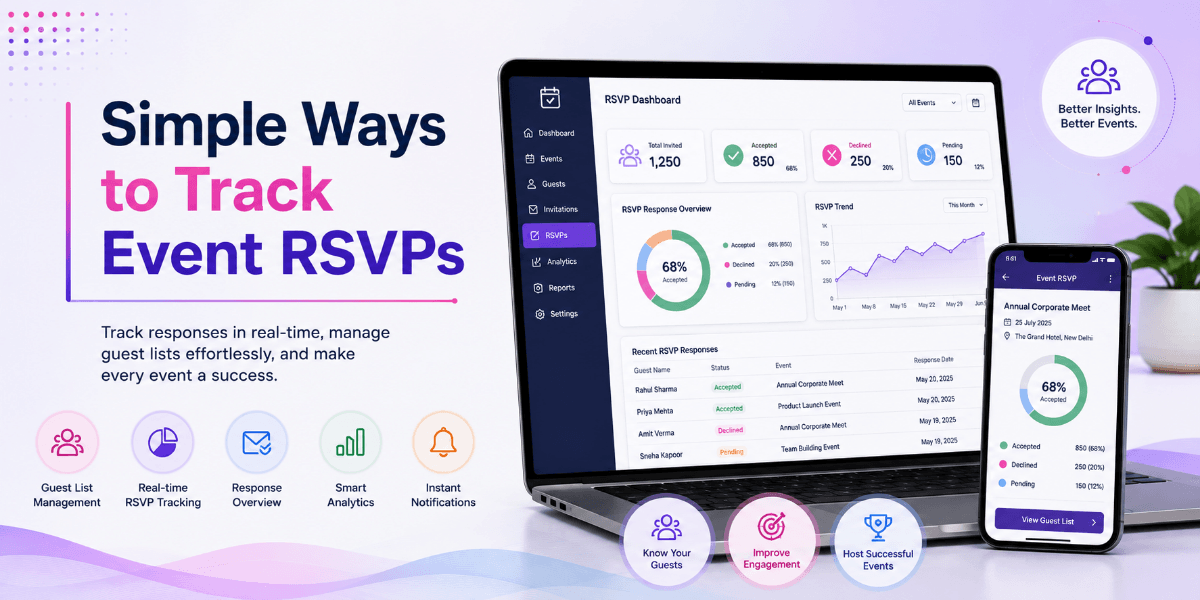 Digital event RSVP tracking dashboard showing guest responses