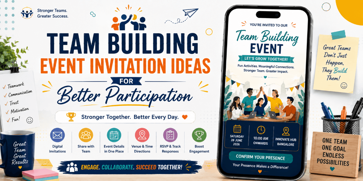 Modern digital team building event invitation for employees