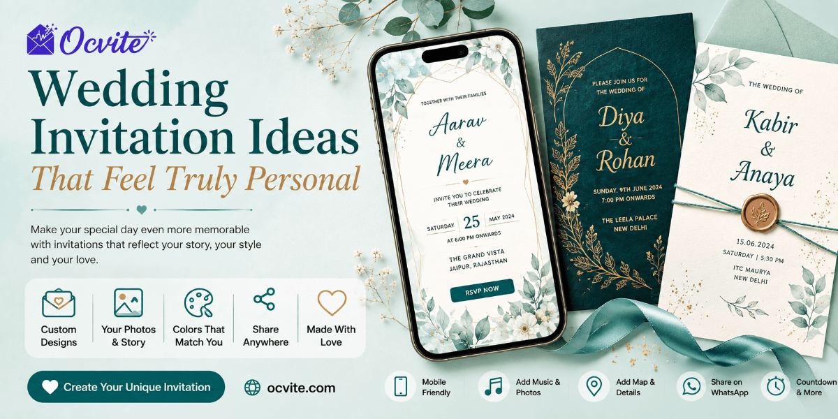 Personalized digital wedding invitation displayed on a smartphone