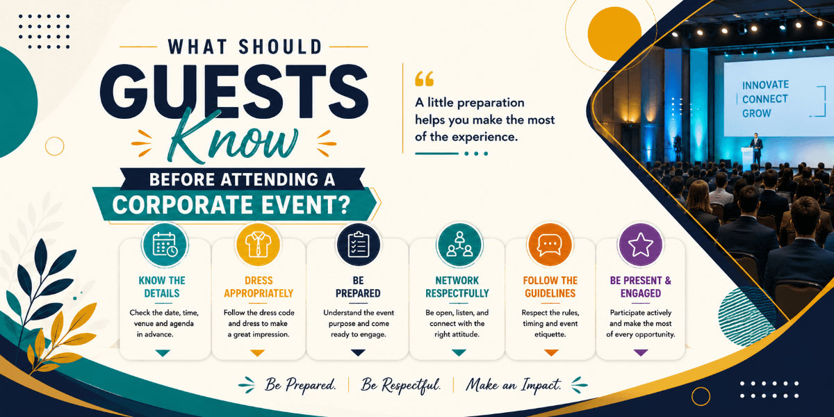 Corporate event invitation containing important information for attendees