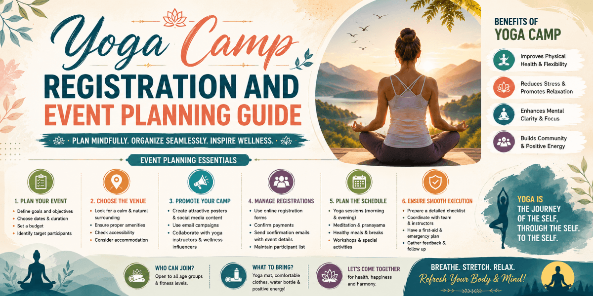 Participants attending a professionally organized yoga camp