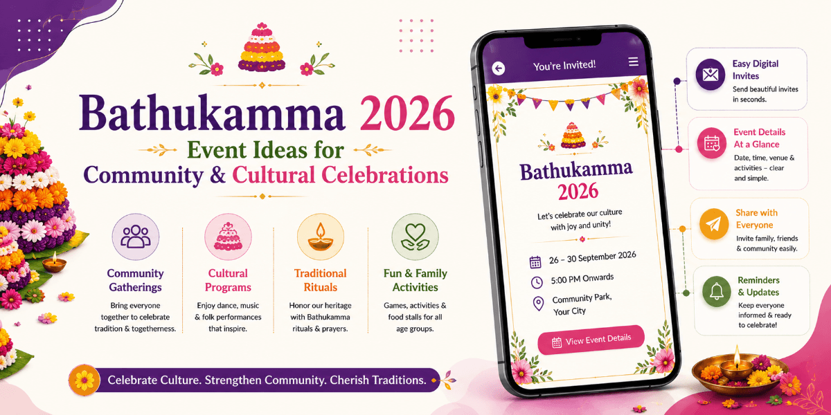 Bathukamma 2026 cultural event digital invitation