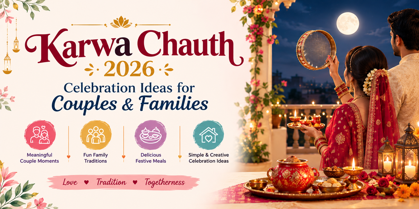 Karwa Chauth 2026 digital invitation for couples and family celebration