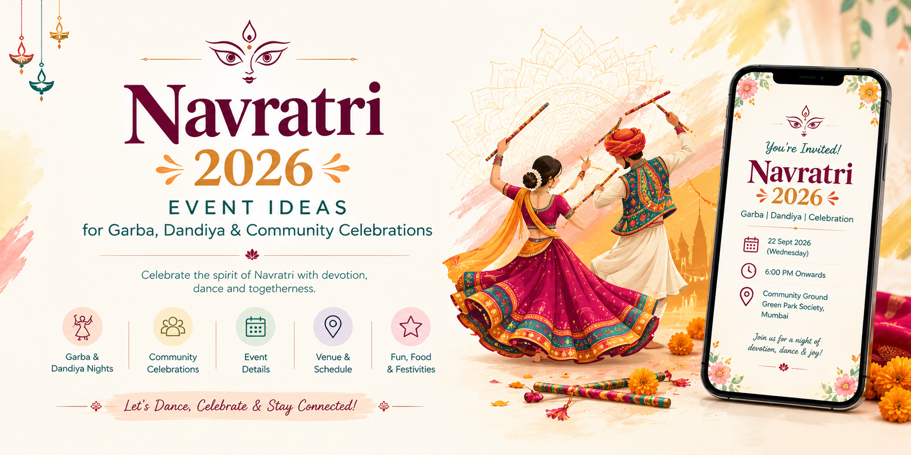 Navratri 2026 Garba and Dandiya digital event invitation