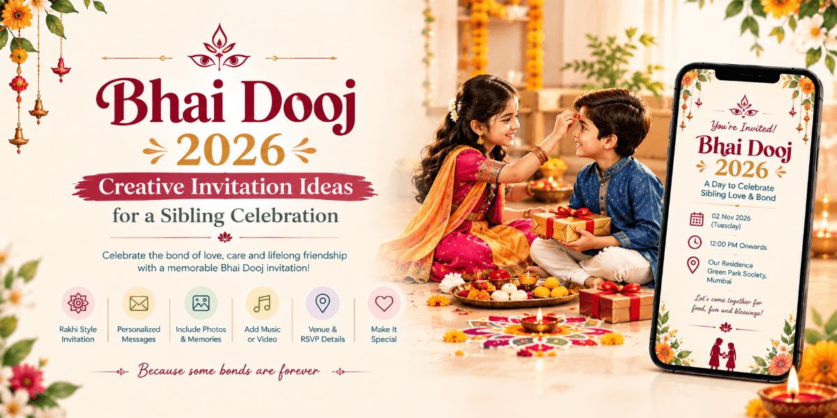 Bhai Dooj 2026 digital invitation for a family and sibling celebration