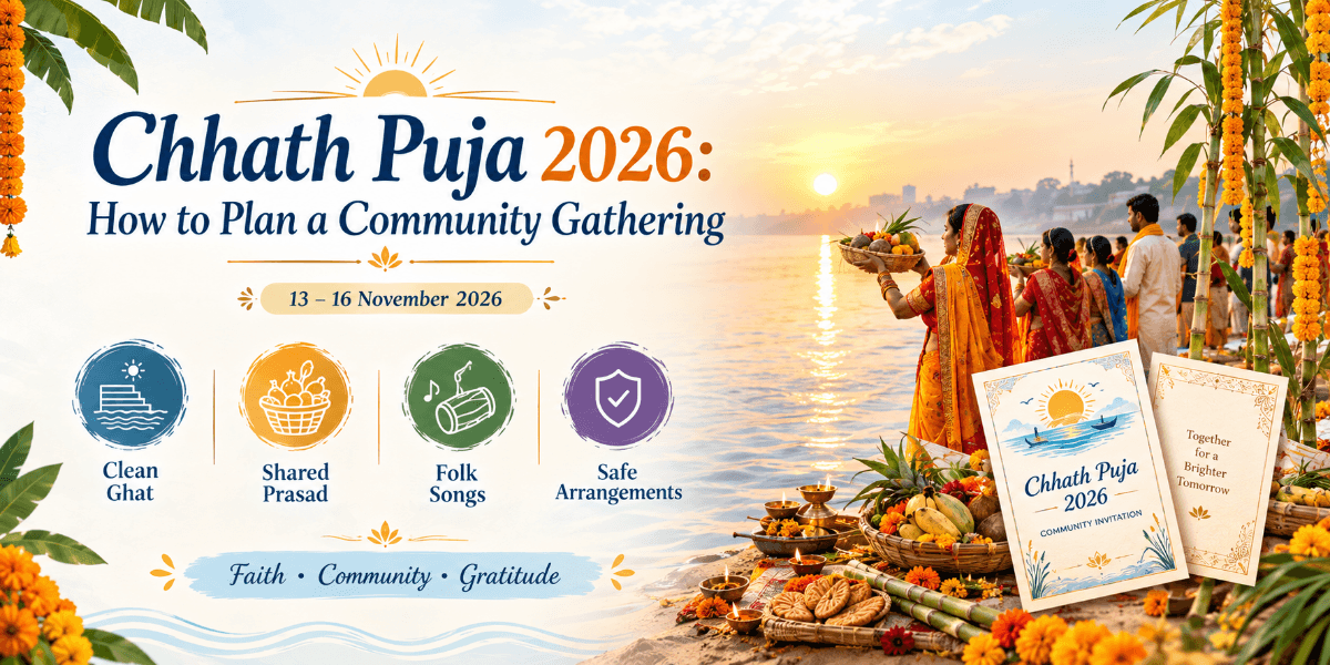 Chhath Puja 2026 digital invitation for a community gathering