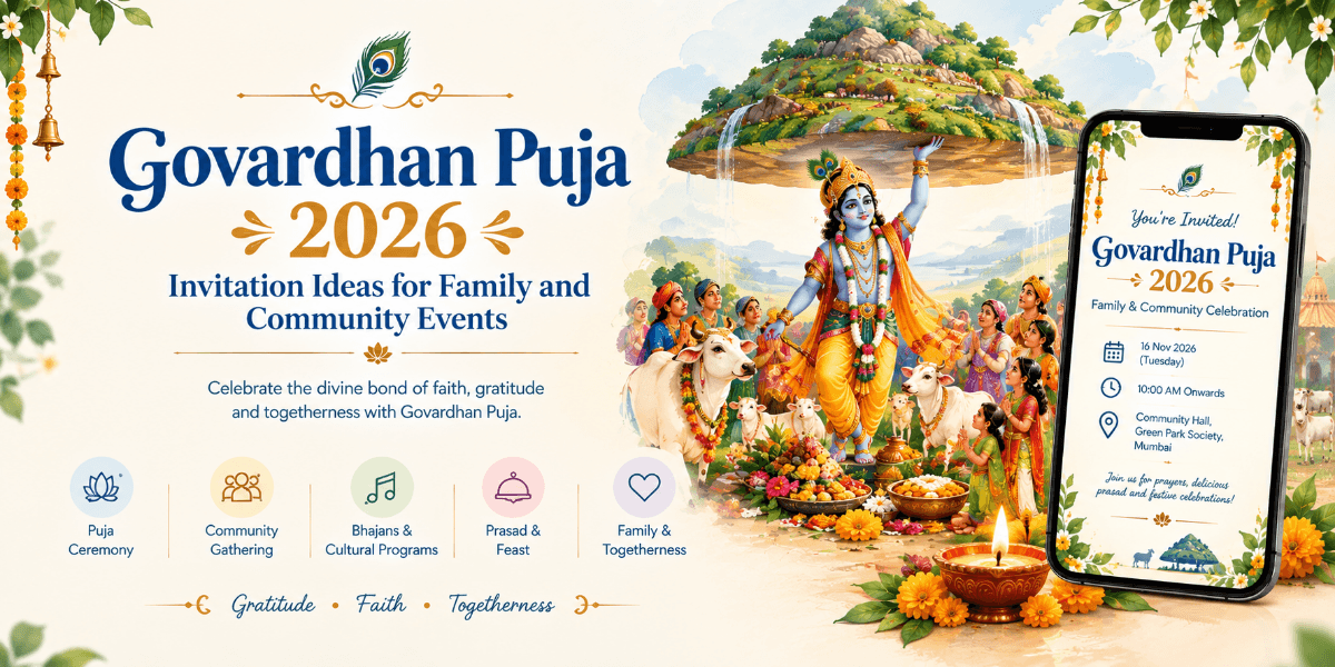 Govardhan Puja 2026 digital invitation for a traditional celebration